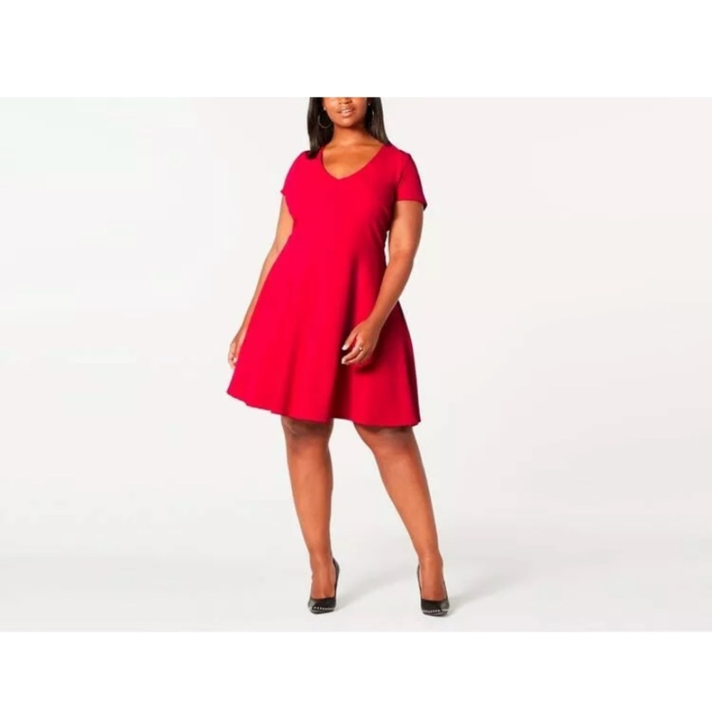 Plus Size Bow Back Skater Dress Wine Colour